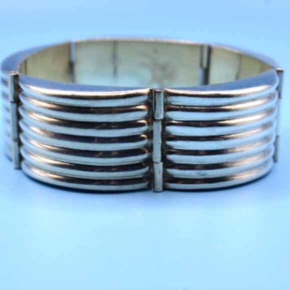 Tiffany & Co Wide Ribbed Bracelet Vintage, Rare, Sterling Silver, Mexico - Picture 2 of 7